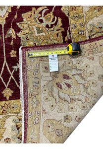 Backside view showing tight hand knotted construction of an Oriental Zigler Chobi rug