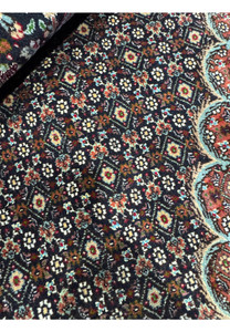 Foundation close up of an 11.5 x 16.5 Persian Tabriz Mahi 50 Raj rug showing tight knotting, fine cotton base, clean weave alignment, and exceptional structural precision