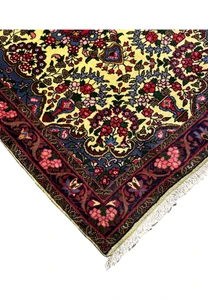 Persian Bijar rug edge detail showing strong wool pile, crisp border definition, and tightly packed knot structure characteristic of Bijar weaving