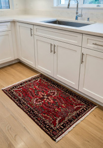 Full view of a hand-knotted Persian Darjazin rug