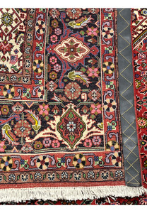 Backside view of Persian Bijar rug revealing tight knot structure, consistent weaving, strong foundation, and high knot density craftsmanship