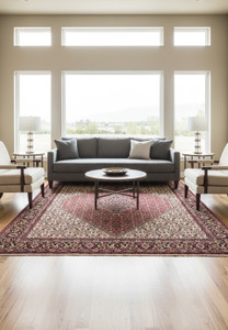 Full view of hand knotted Persian Bijar rug