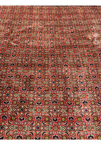 Detailed pattern shot of Persian Bijar rug with repeating all-over floral lattice and balanced symmetry