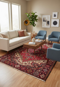 Persian Heriz geometric tribal rug