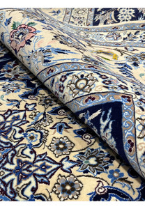 7x10 Persian Nain 6La Habibian Handmade Wool and Silk Rug Front and Back Weave Quality Showing Fine Knot Construction