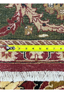 10x15 Oriental Agra rug backside ruler knot density KPSI measurement detail