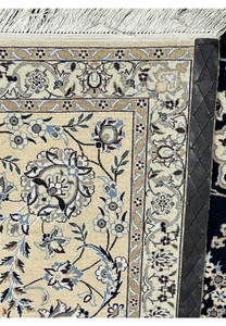 9x12 Persian Nain Habibian 6La rug back side tight fine weave 500 KPSI wool silk construction