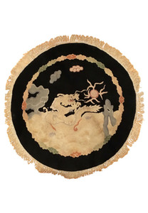 3 x 3 Oriental Antique Art Deco Beijing Round Rug