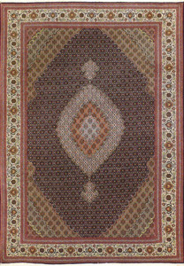 6'6 x 10'3 Persian Mahi Design Tabriz 50 Raj Wool and Silk Rug