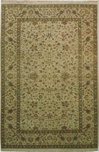6 x 9 Off-White Floral Fine Beige Oriental Oushak Rug