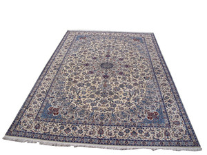 8 x 12 Persian Nain 6 LAA Wool & Silk Rug | signed by master weaver