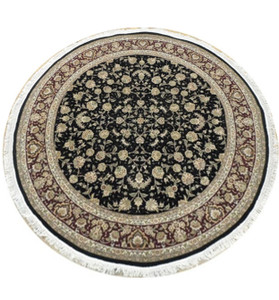 7 x 7 Round Sarough Oriental Rug Wool & Silk