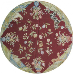 5 x 5 Flat Weave Round Needlepoint Rug