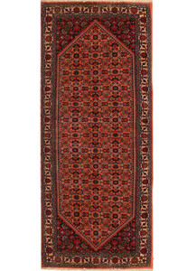 Full view of the 2'6" x 9'6" Persian Bijar Runner Rug showcasing its all-over design and rich color palette