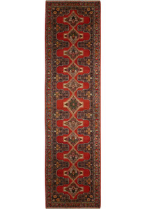 3 x 13 Geometric Persian Senneh Runner Rug