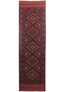 Full view of the 2' x 8' Tribal Mashwani Runner Rug, showcasing its vibrant tribal patterns.