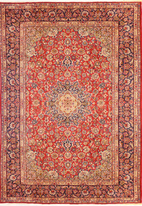 Astonishing 9'8 x 13'7 Persian Isfahan Rug - Full View: Revel in the grandeur of this exquisite Persian Isfahan rug, showcasing its intricate patterns and vibrant colors