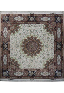 10 x 10 Persian Tabriz 70 Raj Square Rug Wool & Silk signed by master weaver 500-600  KPSI