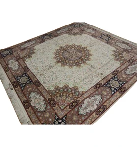 10 x 10 Persian Tabriz 70 Raj Square Rug Wool & Silk signed by master weaver 500-600  KPSI