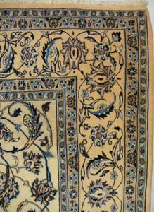 Elegant 6'4 x 9'8 Persian Nain 9 LAA Wool and Silk Rug with lustrous border
