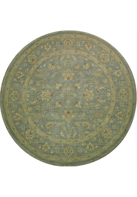 8 Ft Round Chobi Peshawar Antique Look Rug