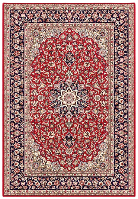 9'6 x 13'5 Persian Najafabad rug with crimson Shah Abbas field, navy star medallion and cream corners