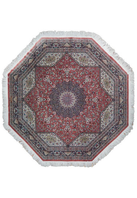 8 x 8 Persian Qum Silk Rug unique masterpiece Octagon signed by master weaver