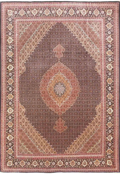 7 x 10 Persian Tabriz Mahi / Fish Design 50 Raj Wool & Silk Rug
