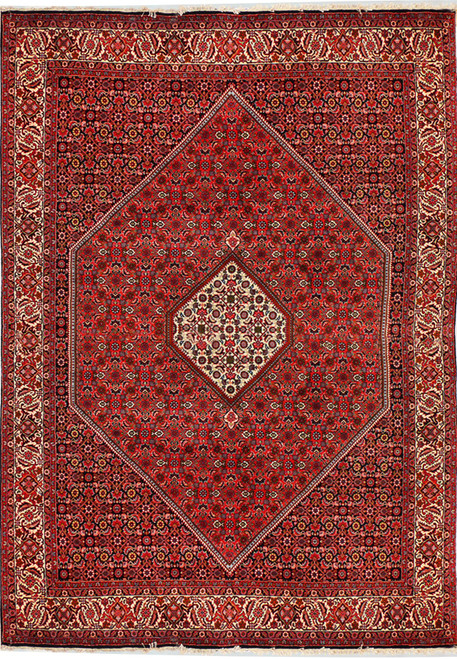 6'6" x 10 Persian Bijar Rug Diamond Medallion