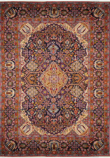 10 x 14 Persian Isfahan Rug with corner Medallion