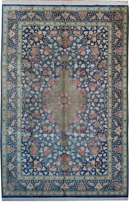 7 x 10 Persian Qum All Silk Rug | Signed by master weaver