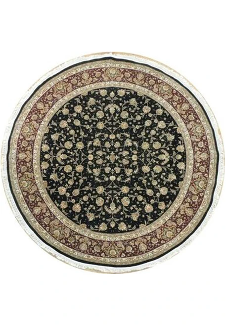8 x 8 Oriental Tabriz Wool & Silk Round Rug