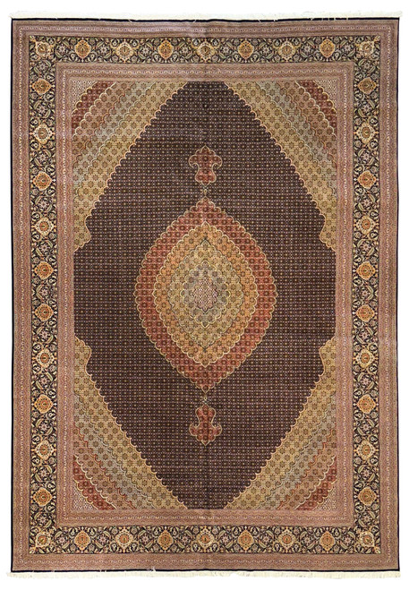 11'7 x 16'6 handmade Persian Tabriz Mahi 50 Raj rug, wool and silk, full view