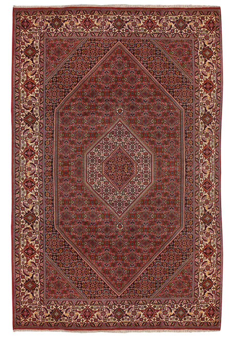 Full view of 6'6 x 10'2 Bijar Persian Rug displaying detailed patterns and motifs