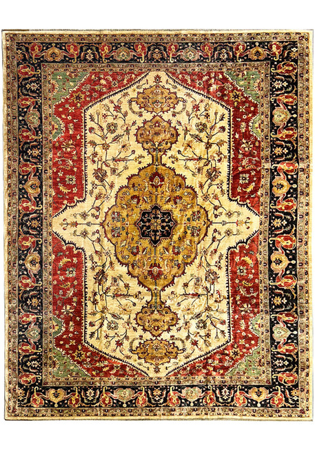 Full view of 12 x 15 Oriental Ziglar Rug with a Persian medallion design, surrounded by traditional floral motifs.