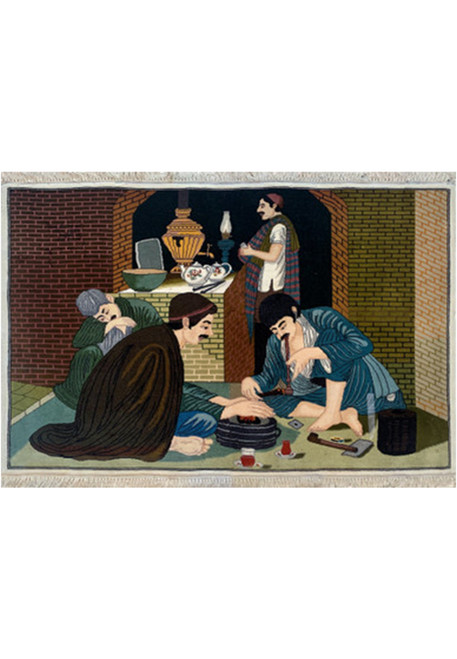 4 x 3 Pictorial Persian Tabriz Handmade Wall Art Rug
