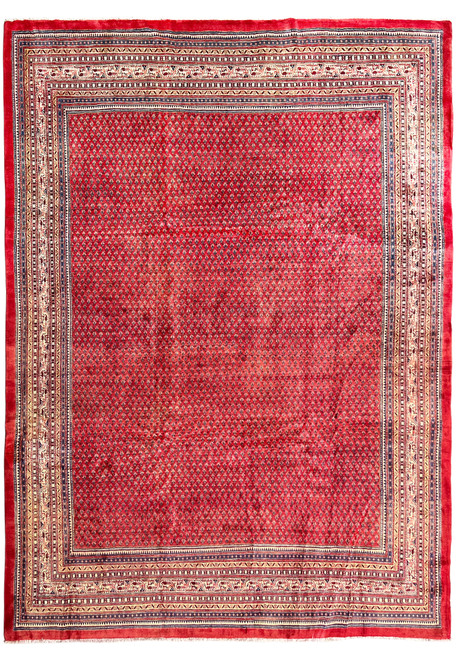 10'6 x 14'4 oversize Persian Sarough Mir rug with red field and allover boteh design