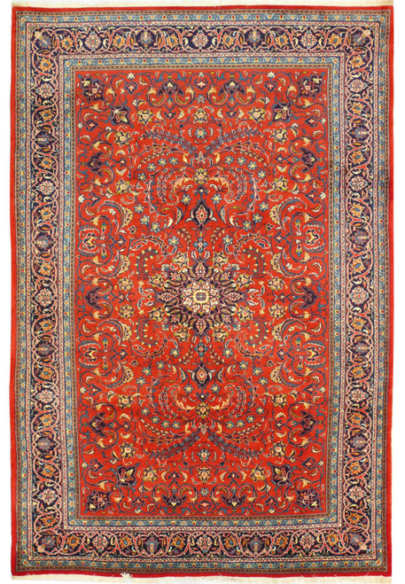 Full view of the 6'9 x 10'3 Persian Sarough rug showcasing its detailed patterns