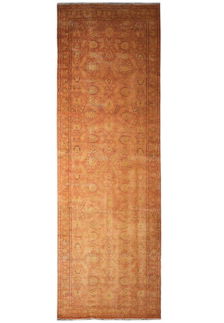 Full view of 5'9" x 17'5" Peshawar wide runner rug with all over floral design