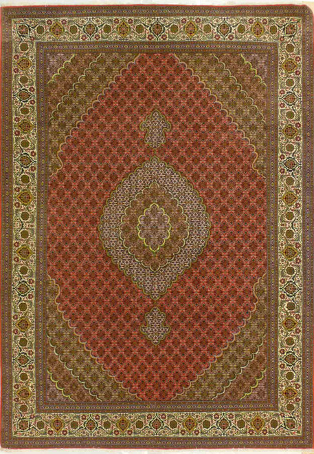 7 x 10 Persian Mahi Design Tabriz 50raj Wool & Silk Rug
