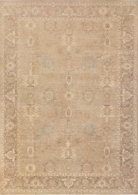 Pale pastel Chobi Peshawar rug with all over floral field and taupe scrolling vine border