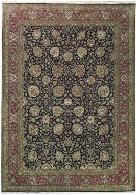 Jaipur Rug 9' x 12' Black Floral Palmets Handmade