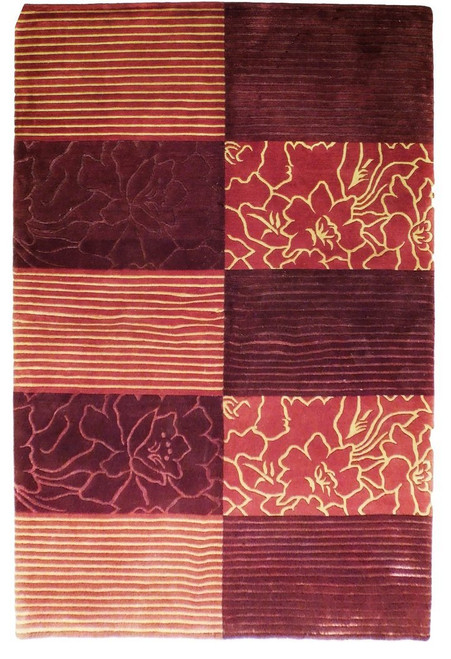 5'7" x 8'3" Red Modern Wool & Silk Rug
