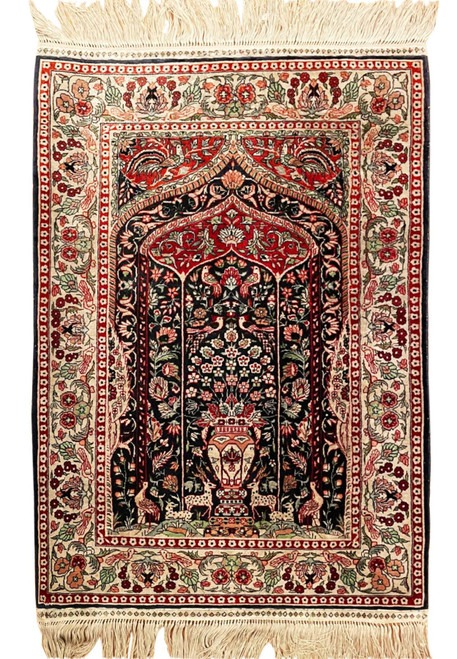 2'1" x 3'3" Antique Hereke Silk Rug