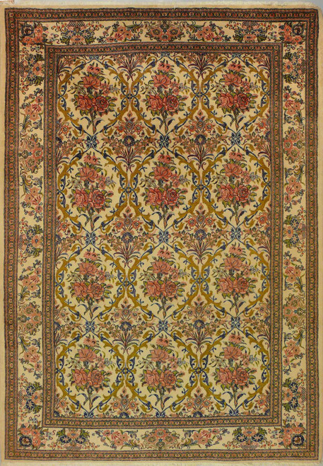 7 x 10 Persian Tabriz Wool & Silk Floral Masterpiece Rug