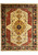 Ivory field Ziegler Serapi rug with gold medallion, brick red spandrels and black floral border