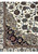 Corner spandrel detail of an ivory Isfahan rug, navy inner corner, taupe border, light blue palmettes