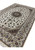 6'9 x 10'1 Isfahan rug angled across the field showing ivory ground, blue vines and taupe corner spandrels