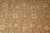 Field detail: cream rosettes and split leaves on thin vines over striated olive wool