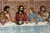 Close view of the central haloed figure with four apostles, dish and red cup